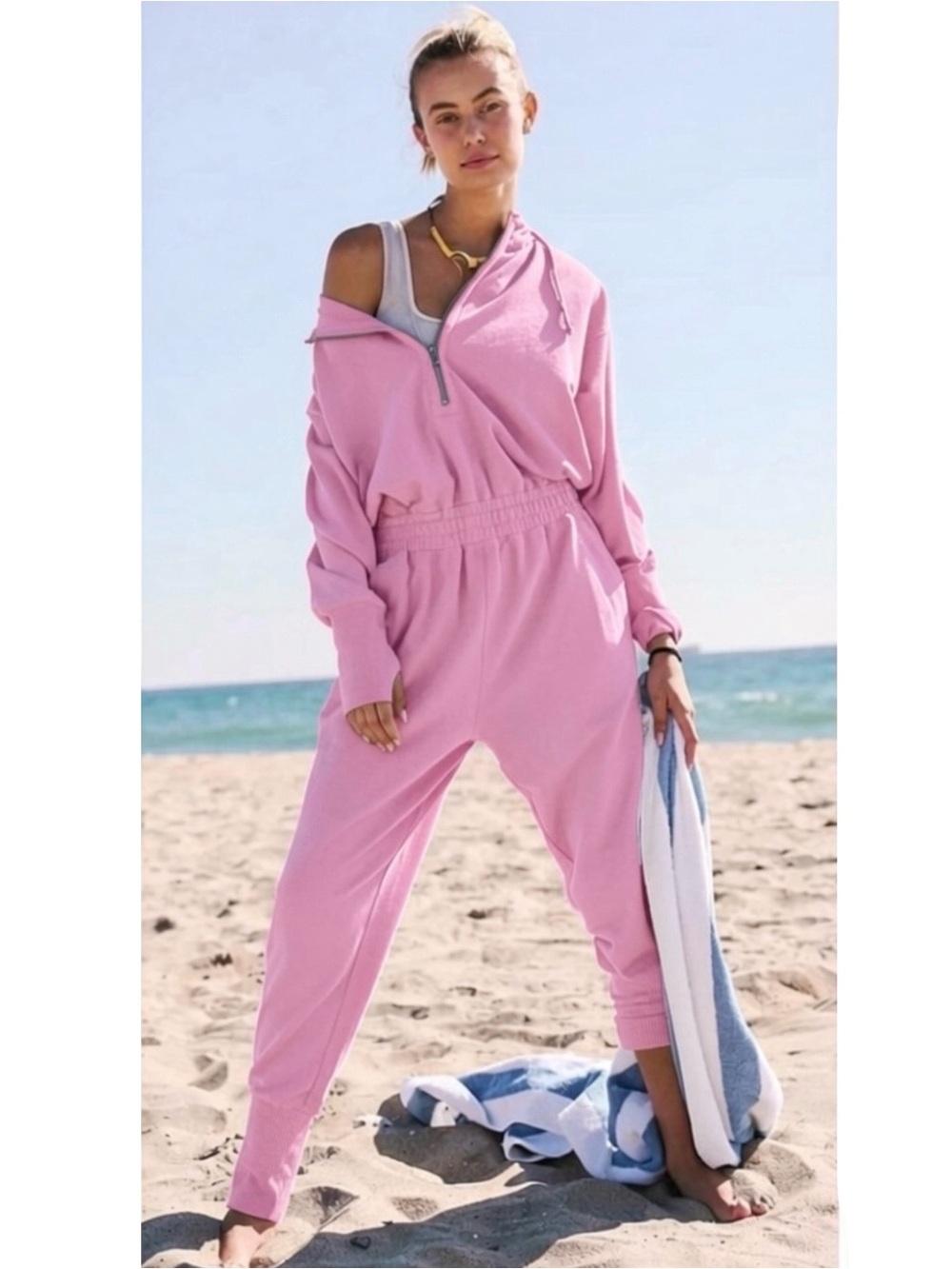 NWT Free People Movement Training Day Jumpsuit in Prism Pink Size Small